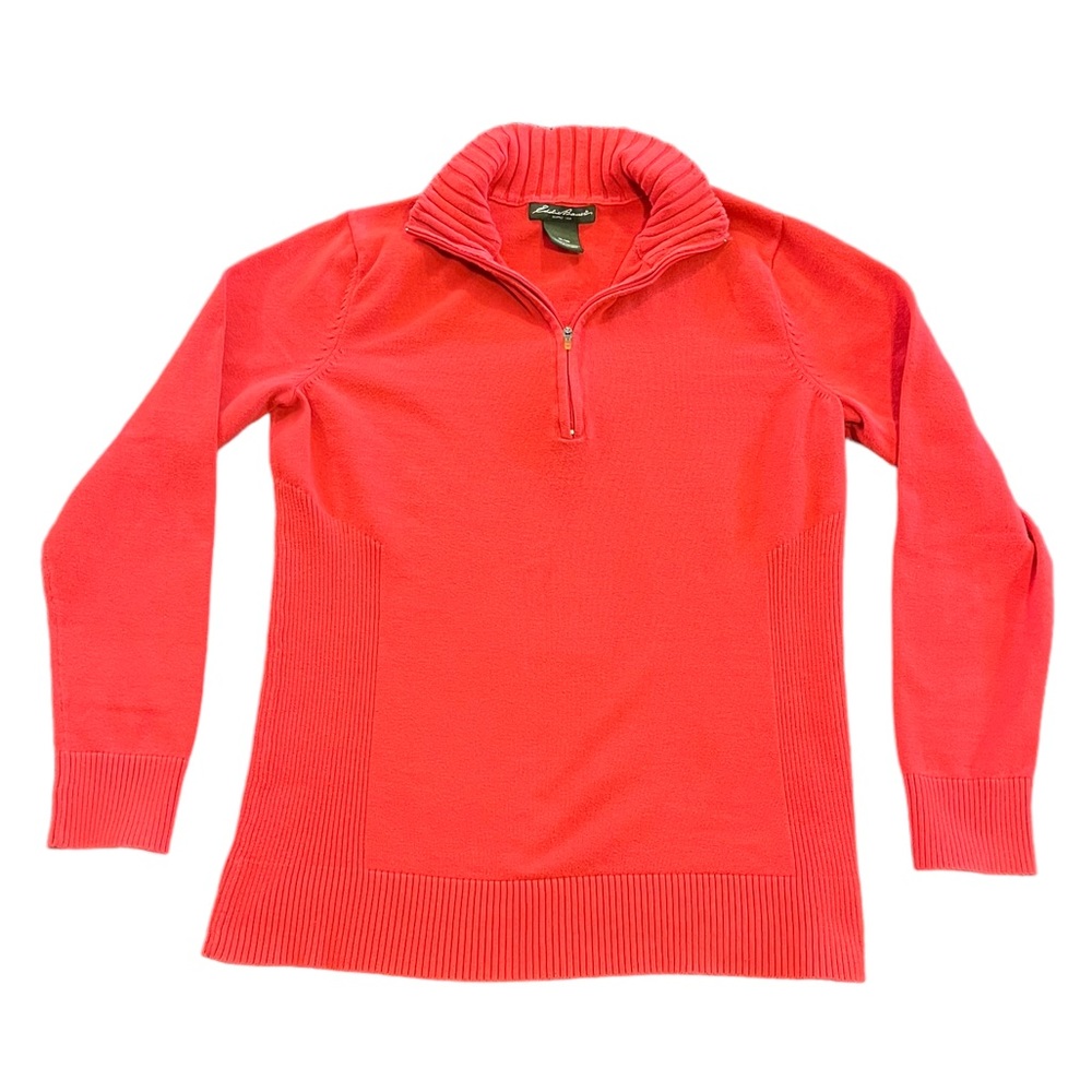 Eddie Bauer Pink Cotton Quarter Zip Pullover | Women’s XL - Picture 1 of 6